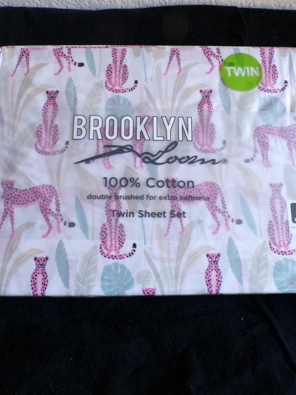 Brooklyn Loom Twin 4 pcs Bed Sheet Set NEW Pink Cheetahs 100% Cotton